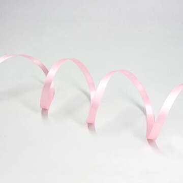 Ribbli 3 Rolls Double Faced Solid Satin Light Pink Craft Ribbon,Total 30 Yards,(1/4 Inch x 10-Yard,5/8 Inch x 10-Yard,1 Inch x 10-Yard),Use for Bows Bouquet,Gift Wrapping,Baby Shower