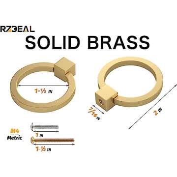 RZDEAL 4Pcs Brass Pulls - Elegant Cabinet Hardware for Your Home