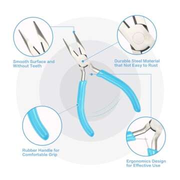 iWork Jewelry Pliers, 3pcs Pliers for Jewelry Making, Jewelry Pliers Set Includes Needle Nose Pliers/Round Nose Pliers/Wire Cutter for Jewlery Fixing, Beading, Barcelet, Earring, Ring, Necklace