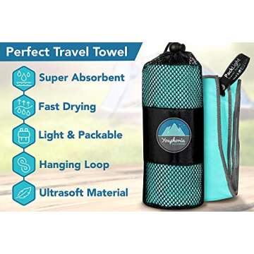 Youphoria Yoga Towel (24 x 72) - Ultra Soft, Sweat Absorbent, Non Slip Bikram Hot Yoga Towels - Perfect For Hot Yoga, Pilates, Gym, And More