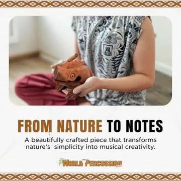 Deluxe Large 6" Wood Frog Guiro Rasp - Musical Instrument Tone Block - Wooden Frog with Stick, Noise Maker by World Percussion USA