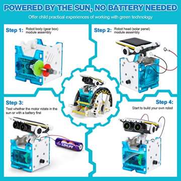 STEM Toys 13 in 1 Solar Robot Kit for Kids 8-12, Educational Science Experiment Kit Building Toys, Toys Gift for 8 9 10 11 12 Year Old Boys and Girls