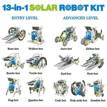 STEM Toys 13 in 1 Solar Robot Kit for Kids 8-12, Educational Science Experiment Kit Building Toys, Toys Gift for 8 9 10 11 12 Year Old Boys and Girls