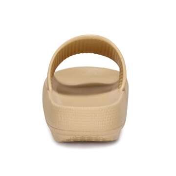 welltree Slides for Women Men Pillow Slippers Non-Slip Bathroom Shower Sandals Soft Thick Sole Indoor and Outdoor Slides,Khaki,6-7 Women/4.5-5.5 Men