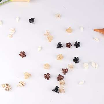 AOPRIE Mini Hair Clips 20 Count Small Size Sun Flower Claw Hair Accessories for Women and Girls in Black, Brown, Clear Plastic