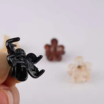 AOPRIE Mini Hair Clips 20 Count Small Size Sun Flower Claw Hair Accessories for Women and Girls in Black, Brown, Clear Plastic