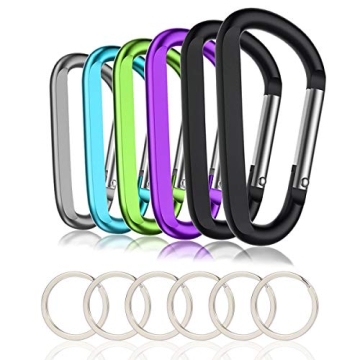 6PCS Carabiner Clips - 3" Large Aluminum D Ring Shape Keychain Hook