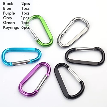 6PCS Durable Aluminum Carabiner Clips for Everyday Use