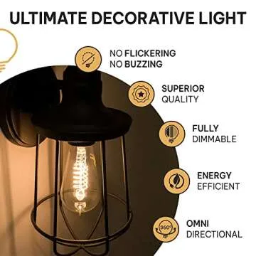 Hudson Bulb Co. Vintage Incandescent Edison Light Bulbs, 60W, E26/E27 Base, 2100K Dimmable Decorative Lights, ST58 Style Warm Glow, Antique Spiral Filament for Outdoor and Indoor Use - 6 Pack