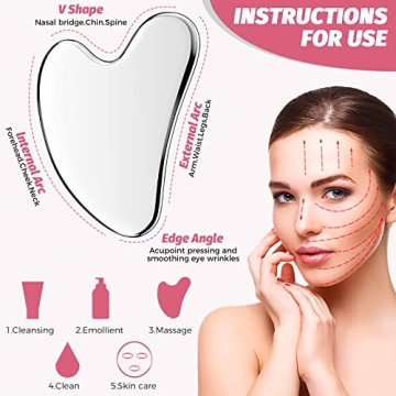 AURUZA Gua Sha Facial Tool for Lymphatic Drainage