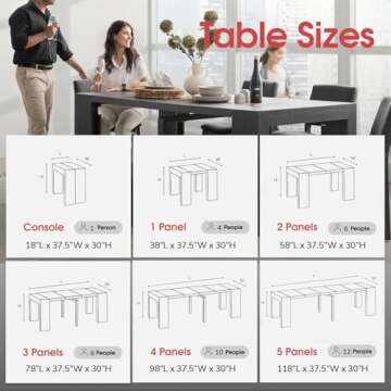 Transformer Extendable Dining Room Table for 2 to 12