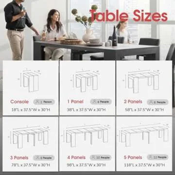Transformer Extendable Dining Room Table for 2 to 12