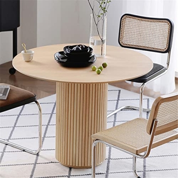 BAYCHEER Round Pedestal Casual Table Simplicity Style Dining Room Home Furniture - Wood 31.5" L x 31.5" W x 29.5" H (Table Only)