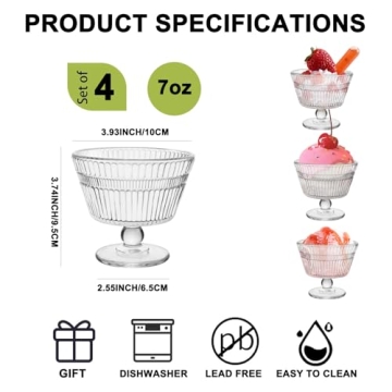 Vintage Glass Dessert Bowls Set - Perfect for All Occasions