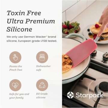 Starpack 'Flex & Flip' Flexible Silicone Turner Spatula (Standard) - High Heat Resistant Spatulas for Cooking Egg 600°F - Silicone Pancake Turner Spatula, LFGB Grade Non Stick Rubber Kitchen Utensils
