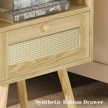 SUPERJARE Nightstands Set of 2 with Charging Station