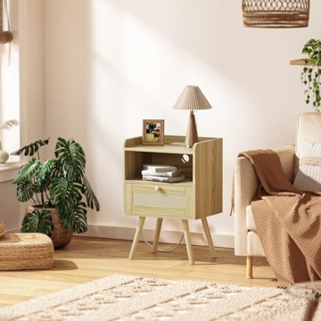 SUPERJARE Nightstands Set of 2 with Charging Station