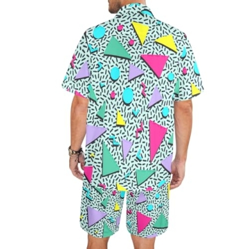 Artsadd 80s Hawaiian Shirt and Shorts Set for Men