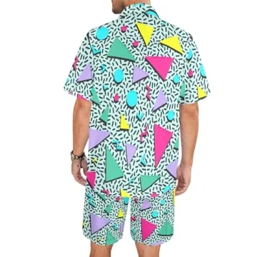 Artsadd 80s Hawaiian Shirt and Shorts Set for Men