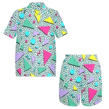 Artsadd 80s Hawaiian Shirt and Shorts Set for Men