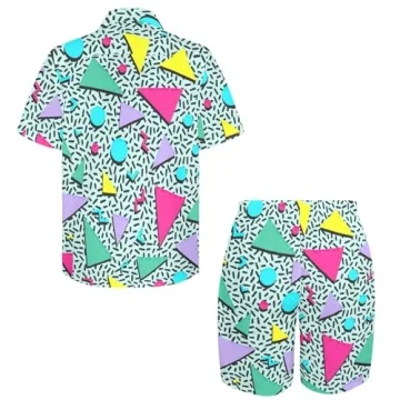 Artsadd 80s Hawaiian Shirt and Shorts Set for Men