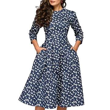 Elegant Floral Vintage Midi Dress for Women