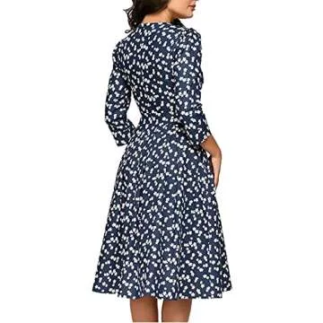 Elegant Floral Vintage Midi Dress for Women