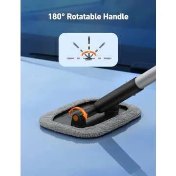 AstroAI Windshield Cleaner, Microfiber car Window Cleaner with 4 Reusable and Washable Microfiber Pads and Extendable Handle Auto Inside Glass Wiper Kit Gray