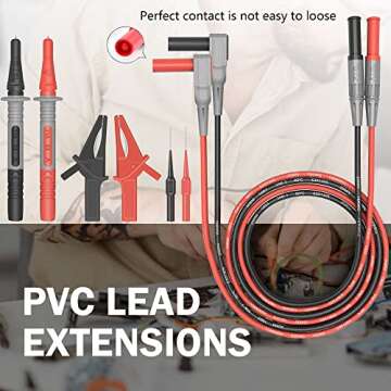 HANDSKIT Double Insulated Electrical Multimeter Test Lead Kit with 4mm Banana Plug