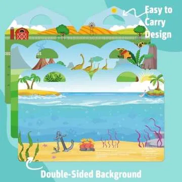 Reusable Puffy Sticker Book for Kids – 95+ Farm, Dinosaur & Ocean Animal Stickers, Road Trip Travel Toys for Toddlers 2-5, Airplane Quiet Activities, Busy Book for Boys & Girls, Montessori Learning Gift