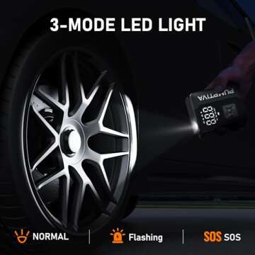 Tire Inflator Portable Air Pump with LED Light and Compacity