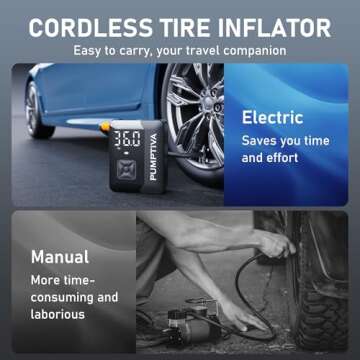 Tire Inflator Portable Air Pump with LED Light and Compacity