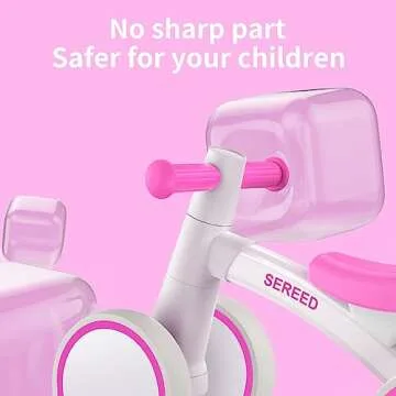 SEREED Baby Balance Bike for 1 Year Old Boys Girls 12-24 Month Toddler Balance Bike, 4 Wheels Toddler First Bike, First Birthday Gifts (Rose)