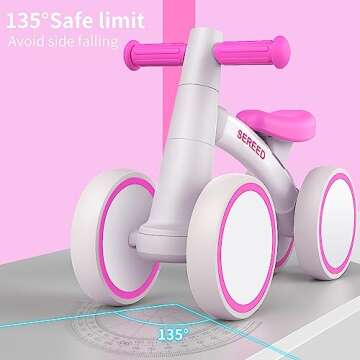 SEREED Baby Balance Bike for 1 Year Old Boys Girls 12-24 Month Toddler Balance Bike, 4 Wheels Toddler First Bike, First Birthday Gifts (Rose)