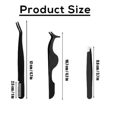 3pcs Eyelash Tweezers, 3 Styles Stainless Steel Eyebrow Tweezers to Apply Eyelash Extension Tweezers...