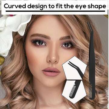 3pcs Eyelash Tweezers, 3 Styles Stainless Steel Eyebrow Tweezers to Apply Eyelash Extension Tweezers Multifunctional Lash Applicator Tool Tweezers for False Lashes Makeup(Black)