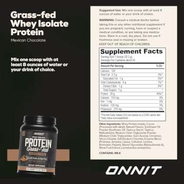 ONNIT Grass Fed Whey Isolate Protein - Mexican Chocolate (30 Servings)