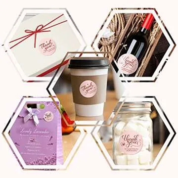 Outus 600 Pieces Thank You for Supporting My Small Business Cards and Stickers Set - Pink Gold Foil Thank You Cards for Retail Store Package Insert Envelope Seals Business Owner Sellers