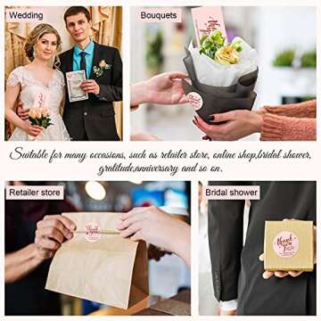 Outus 600 Pieces Thank You for Supporting My Small Business Cards and Stickers Set - Pink Gold Foil Thank You Cards for Retail Store Package Insert Envelope Seals Business Owner Sellers