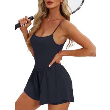 Beaully Women's Summer Sleeveless Rompers Spaghetti Strap Double Lined Shorts Jumpsuit One Piece Outfits 6110 Dark Blue S