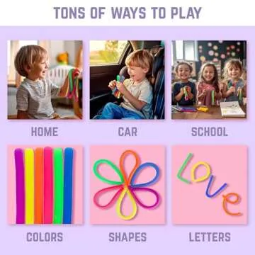 BUNMO Stretchy Strings - Sensory Toys for Toddlers - Stimulating & Addictive Sensory Toys for Kids - Fidget Toy - Hours of Fun for Kids - Non-Mouthable Toy 3+ - Smooth 6 Pack