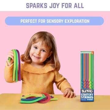 BUNMO Stretchy Strings - Sensory Toys for Toddlers - Stimulating & Addictive Sensory Toys for Kids - Fidget Toy - Hours of Fun for Kids - Non-Mouthable Toy 3+ - Smooth 6 Pack