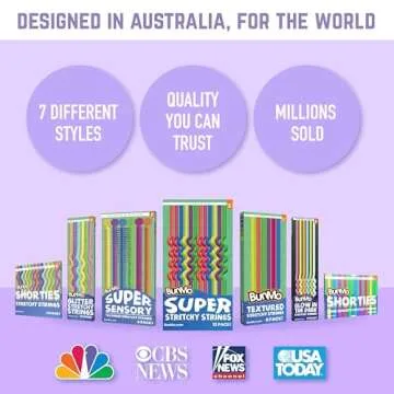 BUNMO Stretchy Strings - Sensory Toys for Toddlers - Stimulating & Addictive Sensory Toys for Kids - Fidget Toy - Hours of Fun for Kids - Non-Mouthable Toy 3+ - Smooth 6 Pack