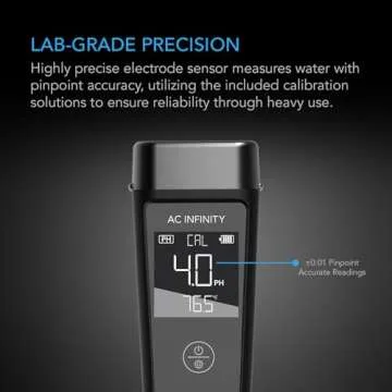 AC Infinity Hydroponic Meter PRO Kit, High Precision Digital pH Pen with ±0.01 pH Accuracy and Interchangeable Probe, All-in-One Temp Salinity EC TDS pH Meter, Water Hydroponic Gardens Aquariums Pools