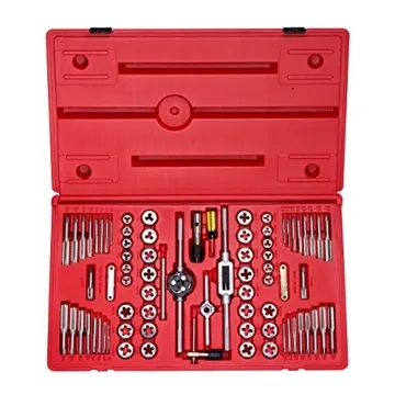 NEIKO 00908A SAE and Metric Tap and Die Set, Alloy Steel Taps and Dies with Hexagon T-Type Wrench, Q...