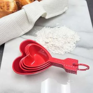 UPware 4-Piece Multi-Purpose Liquid and Dry Melamine Measuring Cups Set, Home Essentials Cooking and Baking Tools, Measuring Cups (Heart)