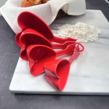 UPware 4-Piece Multi-Purpose Liquid and Dry Melamine Measuring Cups Set, Home Essentials Cooking and Baking Tools, Measuring Cups (Heart)