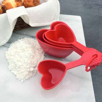 UPware 4-Piece Multi-Purpose Liquid and Dry Melamine Measuring Cups Set, Home Essentials Cooking and Baking Tools, Measuring Cups (Heart)