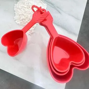 UPware 4-Piece Multi-Purpose Liquid and Dry Melamine Measuring Cups Set, Home Essentials Cooking and Baking Tools, Measuring Cups (Heart)