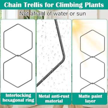 Geavo 18pcs Chain Trellis for Climbing Plants, 90in Indoor Outdoor Plant Climbing Support, DIY Garden Wall Trellis for Potted Plants, Monstera, Pothos, Ivy, Vine, Houseplant Accessories Decor